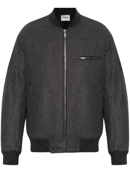  Iceberg Embroidered Bomber Jacket - Grey 