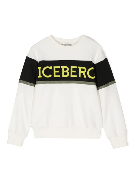  Iceberg Kids Logo-print Crew-neck Sweatshirt - Neutrals 
