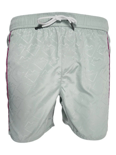  Iceberg Logo-pattern Side-stripe Swim Shorts - Green 