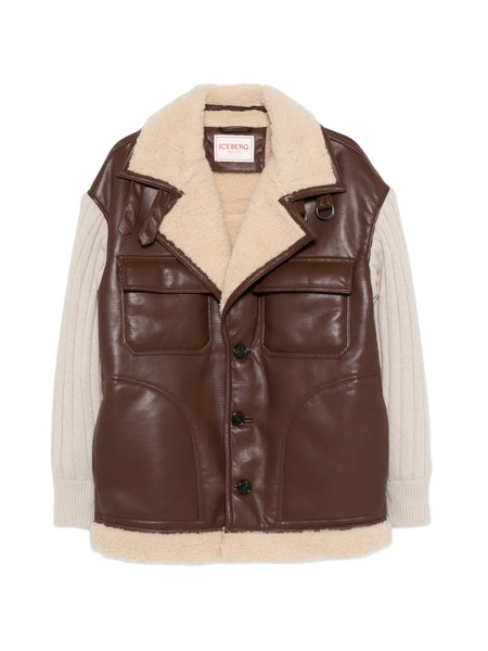  Iceberg Panelled Coat - Brown 
