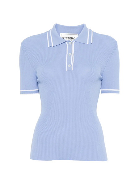  Iceberg Ribbed Trim Polo - Blue 