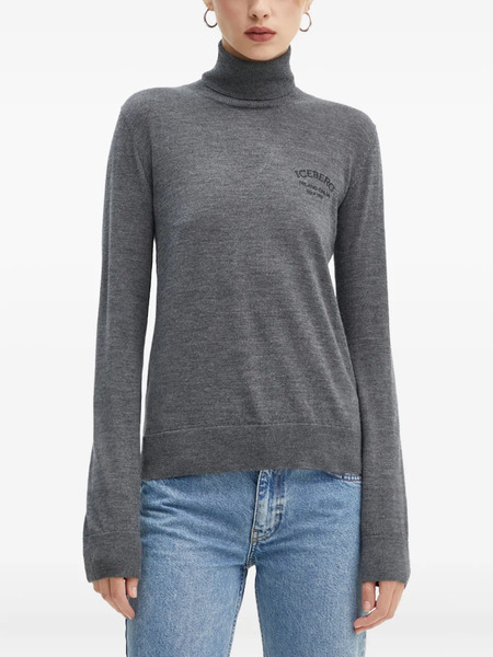  Iceberg Roll-neck Logo-detail Sweater - Grey 