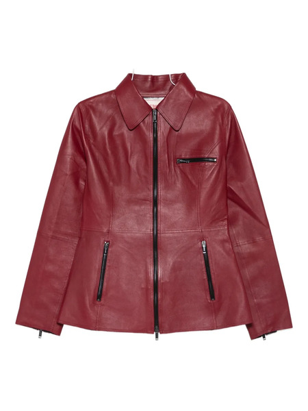  Iceberg Zip Leather Jacket - Red 