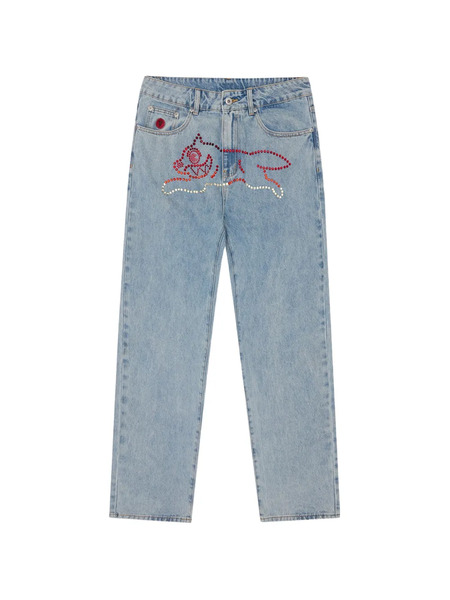  Icecream Light Wash Beaded Jeans - Blue 