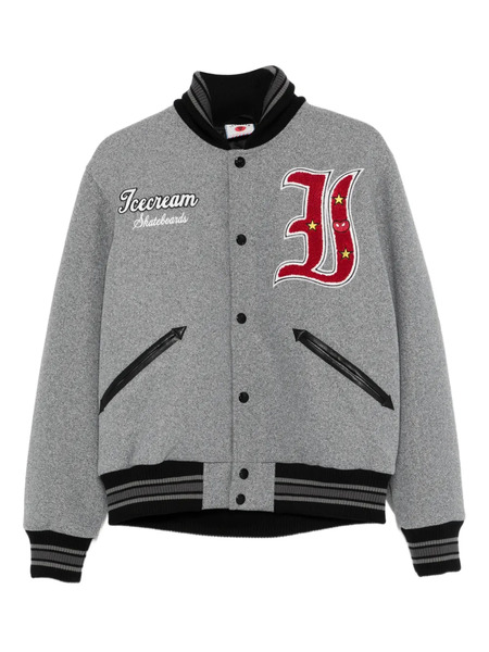  Icecream Logo-appliqué Button-up Bomber Jacket - Grey 