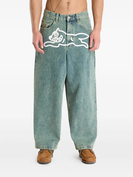  Icecream Running Dog Button-fastening Jeans - Blue 