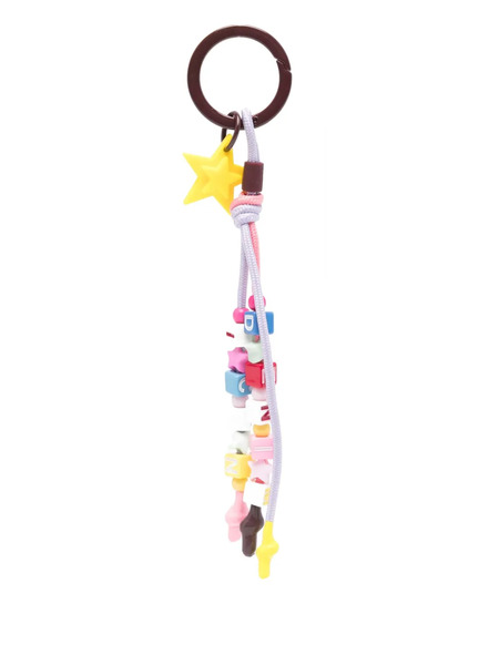  Icon Denim Star-shaped Beaded Keyring - Brown 