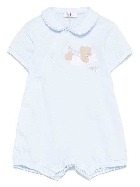  Il Gufo Bear-motif Romper - Blue 