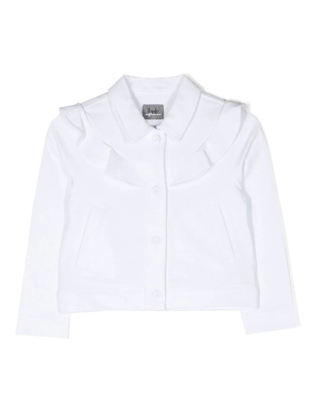  Il Gufo Bib Collar Ruffled Jacket - White 