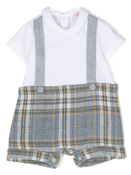  Il Gufo Checked Linen Romper - White 