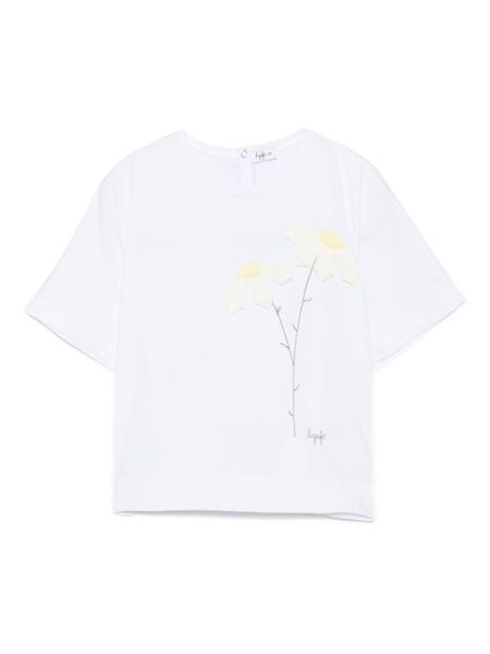  Il Gufo Floral-appliqué T-shirt - White 