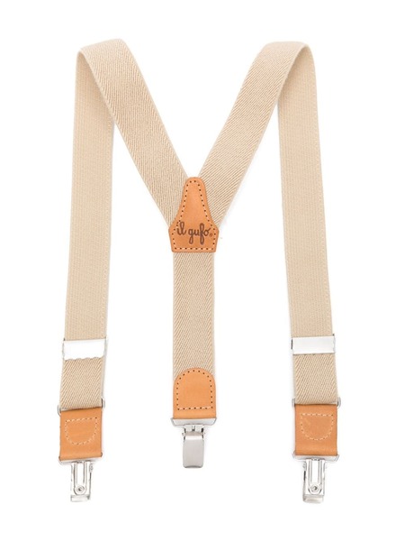  Il Gufo Leather-detailed Elasticated Suspenders - Neutrals 
