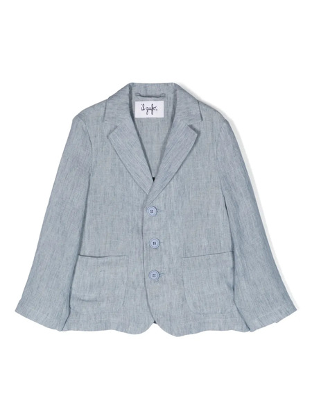  Il Gufo Single-breasted Linen Blazer - Blue 