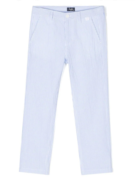  Il Gufo Vertical-stripe Pattern Trousers - Blue 