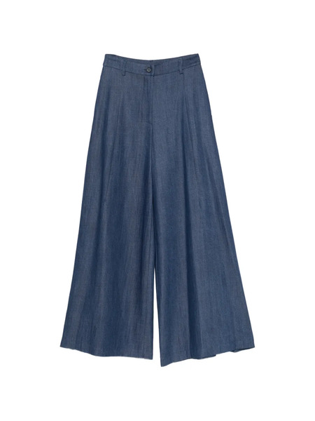  Imperial Belt-loop Palazzo Pants - Blue 