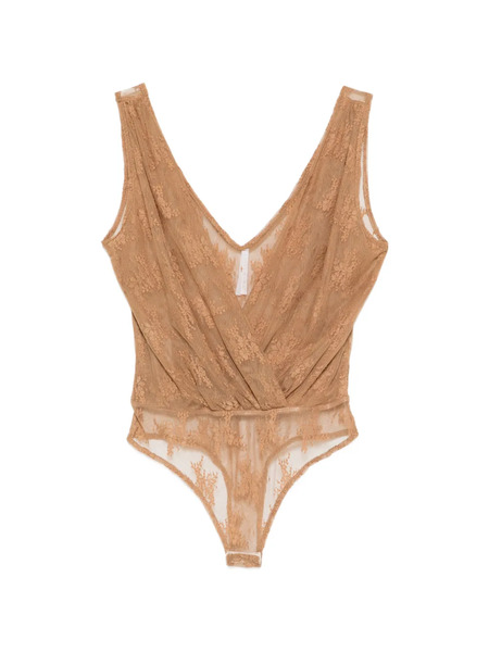  Imperial Lace V-neck Bodysuit - Brown 