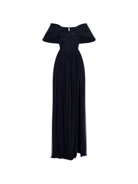  Imroska Ale Beaded Off-shoulder Maxi Dress - Blue 