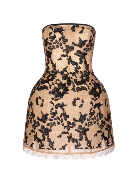  Imroska Imroska 29 Lace Strapless Mini Dress - Neutrals 