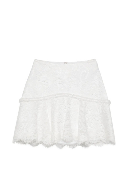  Imroska Laced Ruffled Mini Skirt - White 