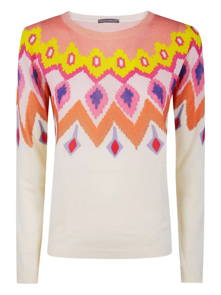  In Bed With You Abstract-print Wool Sweater - Pink 