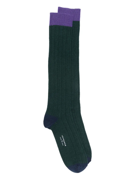  In The Box Ribbed Colour-block Socks - Green 