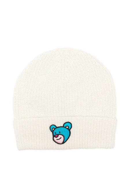  Inbetweeners Ribbed Bear-embroidered Beanie - Neutrals 