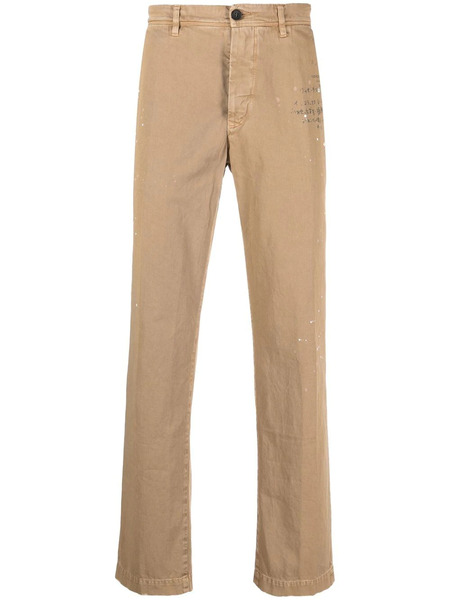  Incotex Text-print Straight-leg Trousers - Neutrals 