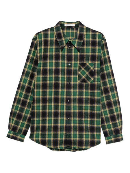  Individual Sentiments Plaid Long-sleeved Shirt - Green 