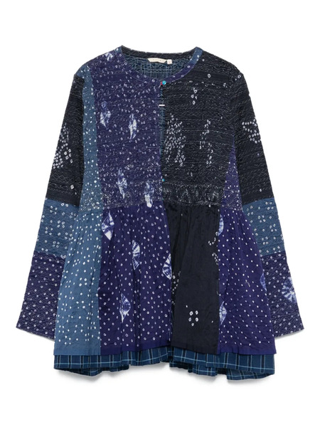  Injiri Patchwork Bell-sleeve Jacket - Blue 