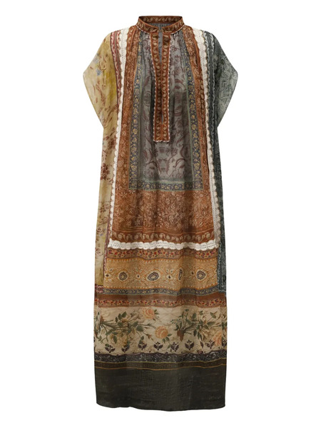  Into The East Abstract-pattern Dress - Brown 