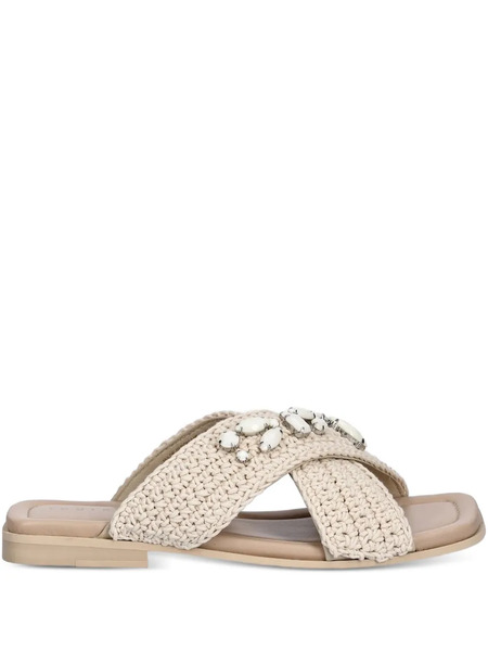  Inuikii Cross-strap Embellished Slides - Neutrals 