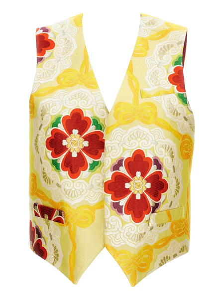  Irie' Floral Pattern Waistcoat - Yellow 