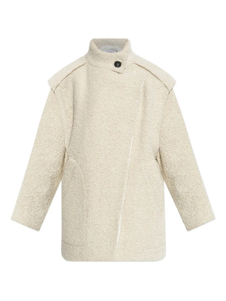  Iro Asymmetric-closure Wool-blend Oversized Coat - Neutrals 