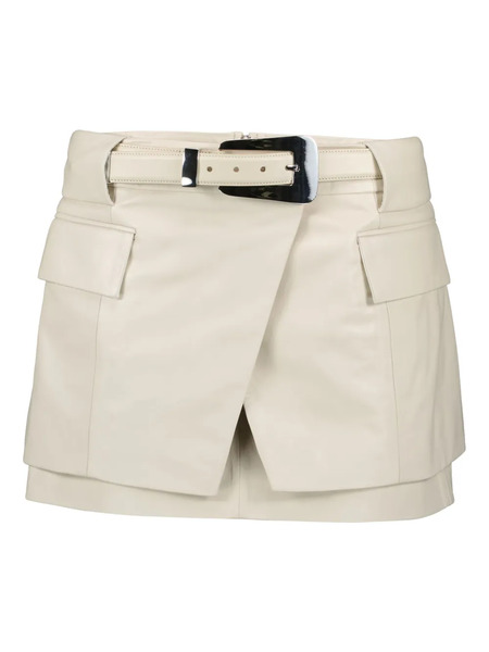  Iro Belted Leather Mini Skirt - Neutrals 
