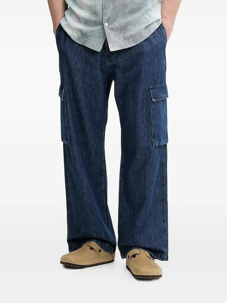  Iro Cargo-pockets Drawstring Wide-leg Jeans - Blue 