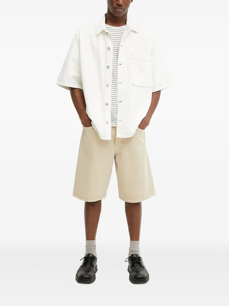  Iro Contrast-stitching Short-sleeved Shirt Jacket - White 