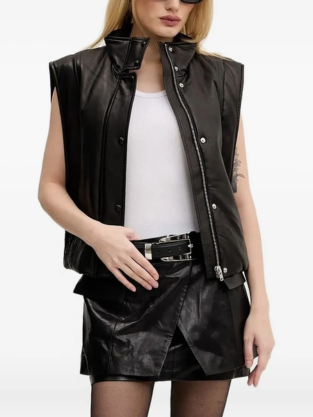  Iro Dario Leather Vest - Black 