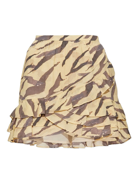  Iro Dauna Tiger-print Ruffled Mini Skirt - Yellow 