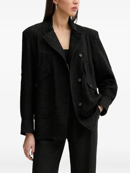  Iro Double-breasted Lurex Overshirt - Black 