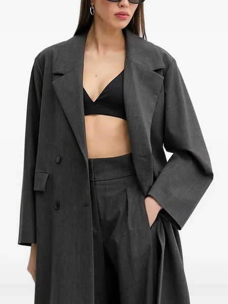  Iro Double-breasted Notch-lapel Coat - Grey 