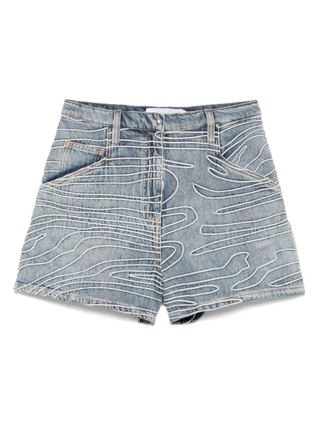  Iro Embroidered Denim Shorts - Blue 