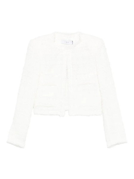  Iro Frayed Pocketed Tweed Jacket - White 