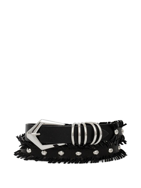  Iro Fringed Stud-embellished Belt - Black 