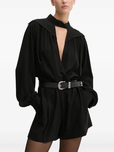  Iro Long-sleeve V-neck Jumpsuit - Black 