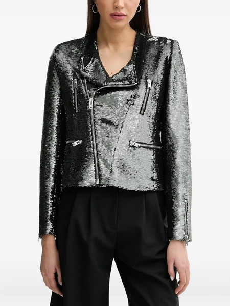  Iro Luzia Sequin-embellished Biker Jacket - Grey 
