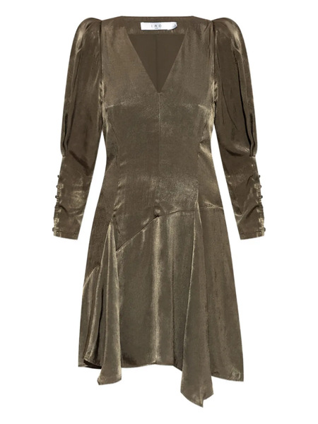  Iro Puff-sleeve Asymmetric Mini Dress - Green 
