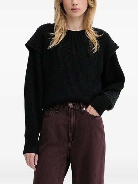  Iro Ribbed-shoulder Wool Sweater - Black 