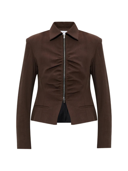  Iro Ruched Zip-up Jacket - Brown 