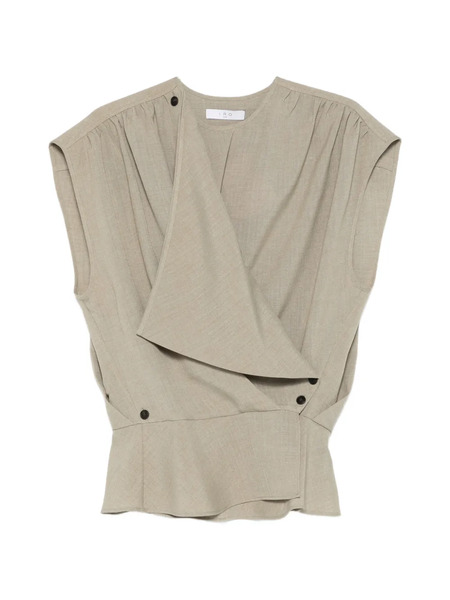  Iro Scilla Draped Button Top - Green 