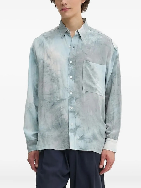  Iro Tie-dye Patch-pocket Shirt - Blue 